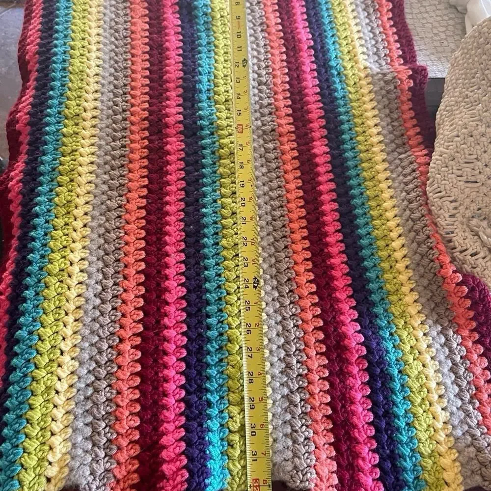 vintage handmade crochet afghan stitched baby blanket